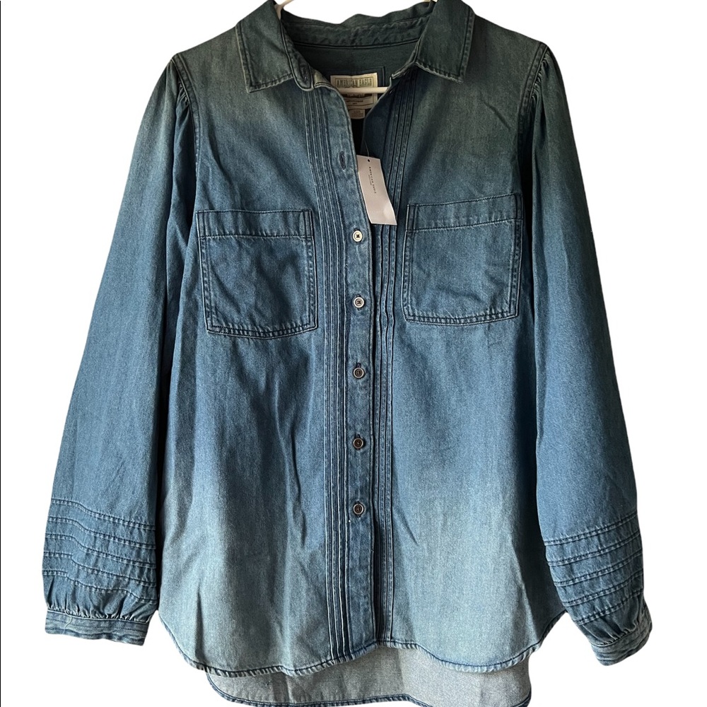 American Eagle Jean Balloon Sleeve Top Size L